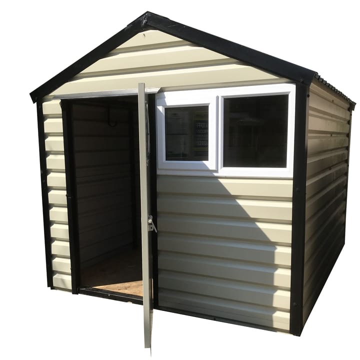 This Lifelong Apex is 8ft wide x 10ft long and is finished in Goosewing Grey colour. The door can be positioned on either the left or the right and can be hinged on either side.