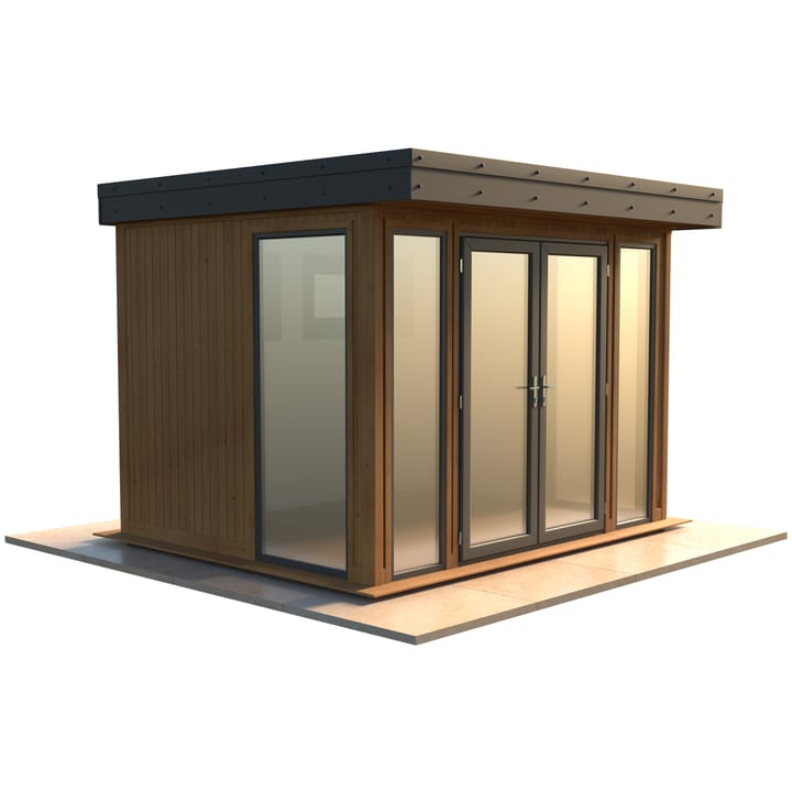Malvern Hanley 10ft x 8ft in Redwood cladding.

The Hanley features glass to ground double glazed windows and doors, an EPDM roof and 2 privacy vent windows to the rear. 

Optional MDF lining and insulation and laminate flooring are shown on this model.