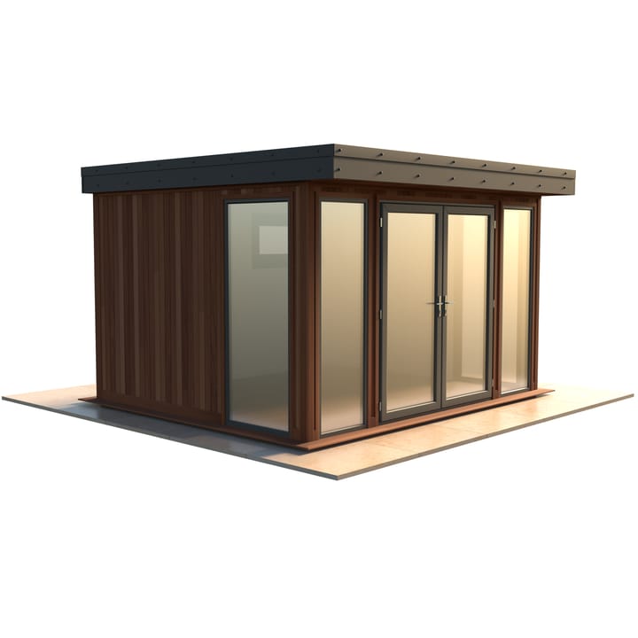 Malvern Hanley 12ft x 10ft in Cedar cladding.

The Hanley features glass to ground double glazed windows and doors, an EPDM roof and 2 privacy vent windows to the rear. 

Optional MDF lining and insulation and laminate flooring are shown on this model.
