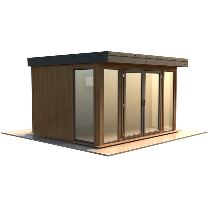 Malvern Hanley 12ft x 10ft in Redwood cladding.

The Hanley features glass to ground double glazed windows and doors, an EPDM roof and 2 privacy vent windows to the rear. 

Optional MDF lining and insulation and laminate flooring are shown on this model.