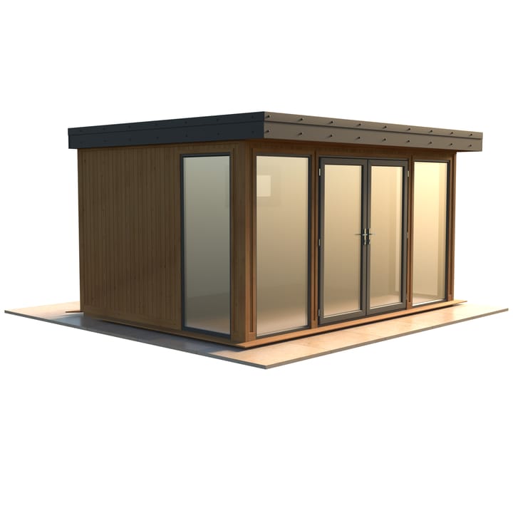 Malvern Hanley 14ft x 10ft in Redwood cladding.

The Hanley features glass to ground double glazed windows and doors, an EPDM roof and 2 privacy vent windows to the rear. 

Optional MDF lining and insulation and laminate flooring are shown on this model.