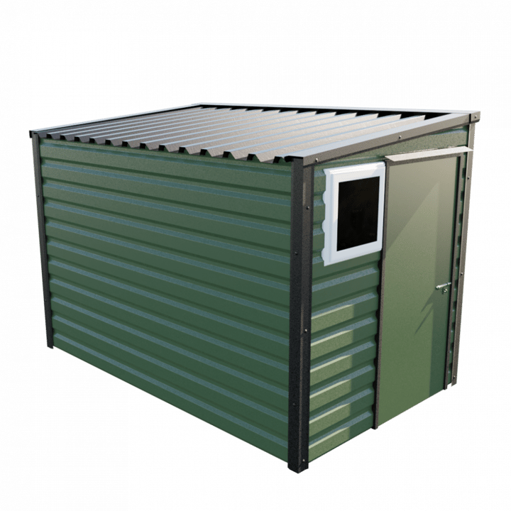 This Lifelong Pent is 6ft wide x 10ft deep and is finished in Olive colour. The door can be positioned on either the left or the right and can be hinged on either side.
