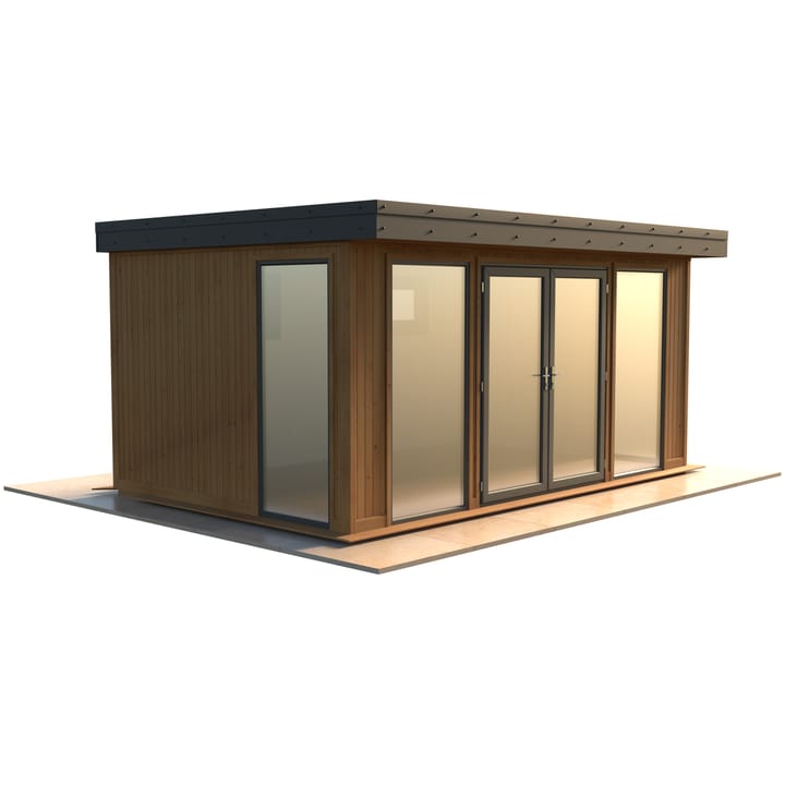 Malvern Hanley 16ft x 10ft in Redwood cladding.

The Hanley features glass to ground double glazed windows and doors, an EPDM roof and 2 privacy vent windows to the rear. 

Optional MDF lining and insulation and laminate flooring are shown on this model.