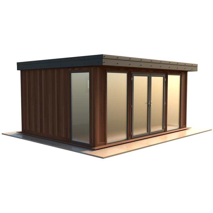 Malvern Hanley 16ft x 12ft in Cedar cladding.

The Hanley features glass to ground double glazed windows and doors, an EPDM roof and 2 privacy vent windows to the rear. 

Optional MDF lining and insulation and laminate flooring are shown on this model.