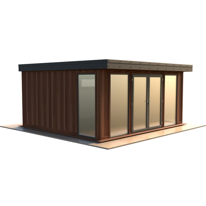 Malvern Hanley 16ft x 14ft in Cedar cladding.

The Hanley features glass to ground double glazed windows and doors, an EPDM roof and 2 privacy vent windows to the rear. 

Optional MDF lining and insulation and laminate flooring are shown on this model.