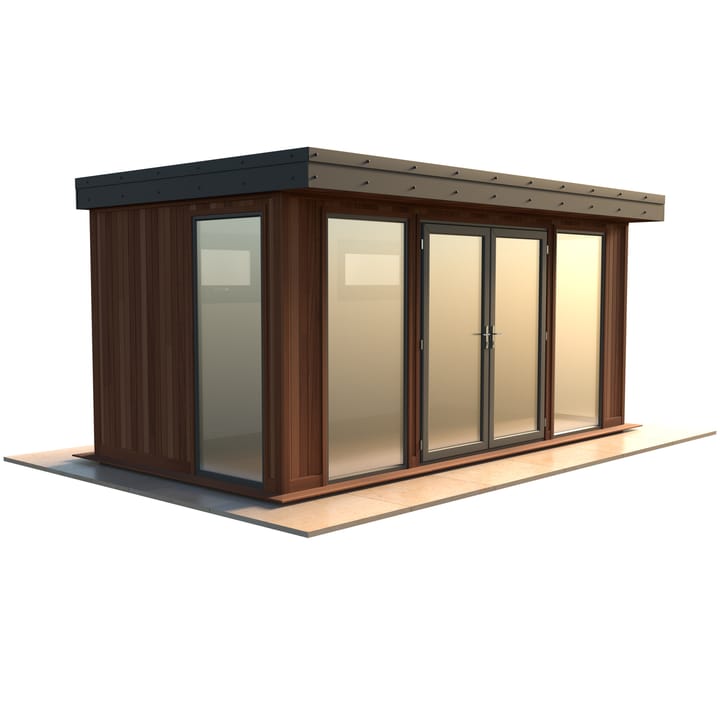 Malvern Hanley 16ft x 8ft in Cedar cladding.

The Hanley features glass to ground double glazed windows and doors, an EPDM roof and 2 privacy vent windows to the rear. 

Optional MDF lining and insulation and laminate flooring are shown on this model.