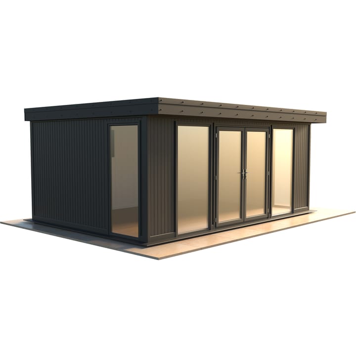 Malvern Hanley 18ft x 12ft in optional Graphite Grey painted finish.

The Hanley features glass to ground double glazed windows and doors, an EPDM roof and 2 privacy vent windows to the rear. 

Optional MDF lining and insulation and laminate flooring are shown on this model.