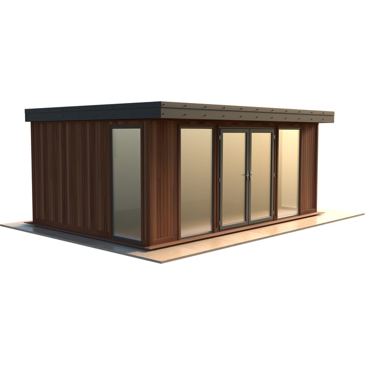 Malvern Hanley 18ft x 12ft in Cedar cladding.

The Hanley features glass to ground double glazed windows and doors, an EPDM roof and 2 privacy vent windows to the rear. 

Optional MDF lining and insulation and laminate flooring are shown on this model.