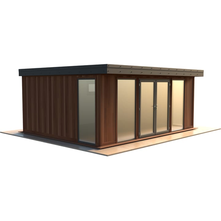 Malvern Hanley 18ft x 14ft in Cedar cladding.

The Hanley features glass to ground double glazed windows and doors, an EPDM roof and 2 privacy vent windows to the rear. 

Optional MDF lining and insulation and laminate flooring are shown on this model.