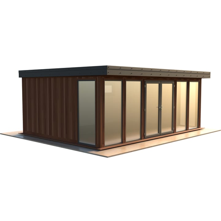 Malvern Hanley 20ft x 14ft in Cedar cladding.

The Hanley features glass to ground double glazed windows and doors, an EPDM roof and 2 privacy vent windows to the rear. 

Optional MDF lining and insulation and laminate flooring are shown on this model.