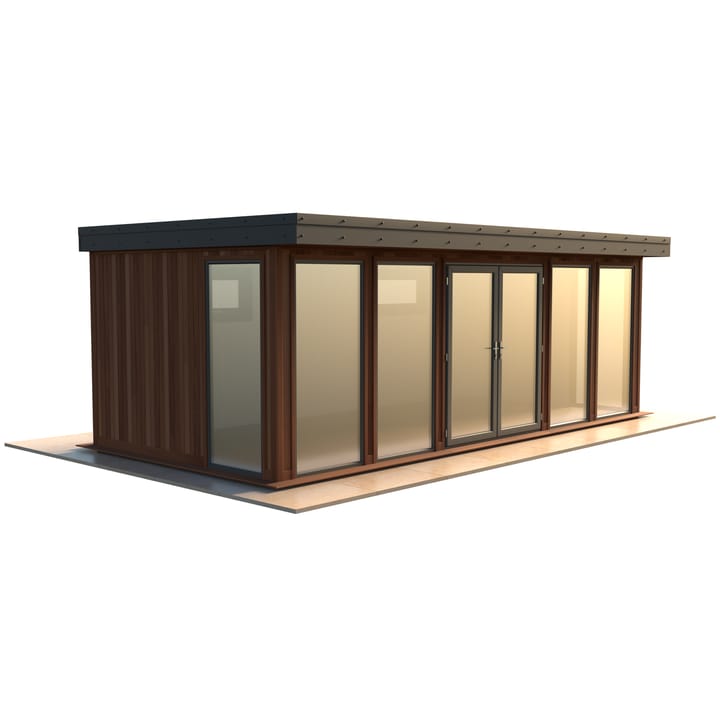 Malvern Hanley 22ft x 10ft in Cedar cladding.

The Hanley features glass to ground double glazed windows and doors, an EPDM roof and 2 privacy vent windows to the rear. 

Optional MDF lining and insulation and laminate flooring are shown on this model.