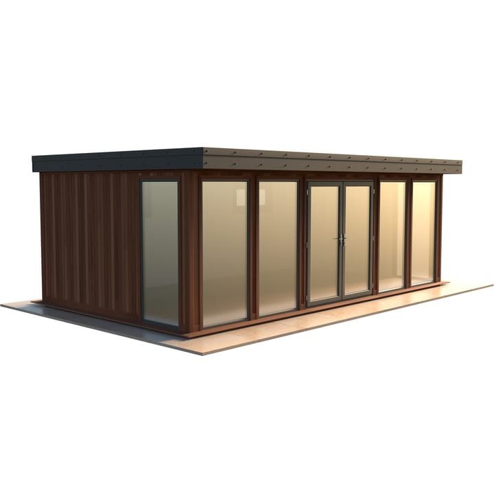 Malvern Hanley 22ft x 12ft in Cedar cladding.

The Hanley features glass to ground double glazed windows and doors, an EPDM roof and 2 privacy vent windows to the rear. 

Optional MDF lining and insulation and laminate flooring are shown on this model.