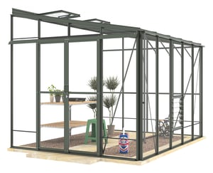 8ft 5in x 10ft 8in Robinsons Lean-to Greenhouse in Old Cottage Green