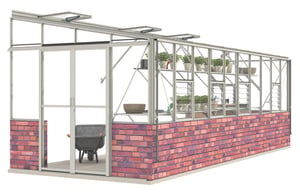 8ft 5in x 20ft 10in Robinsons Dwarf Wall Lean-to Greenhouse in Pastel Sage