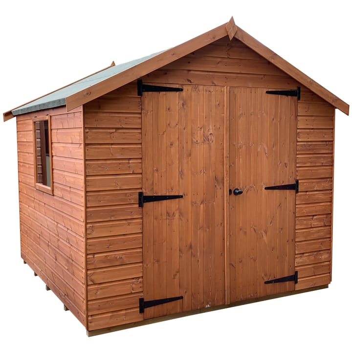 This 8ft x 8ft Bewdley Apex is constructed in Redwood. This shed has had the optional double door upgrade added to the building.