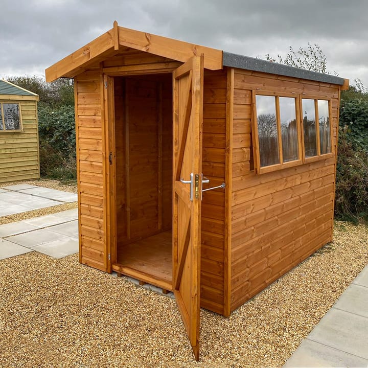 This 6ft x 8ft Heavy Duty Apex is constructed with Heavy Duty Redwood Cladding
