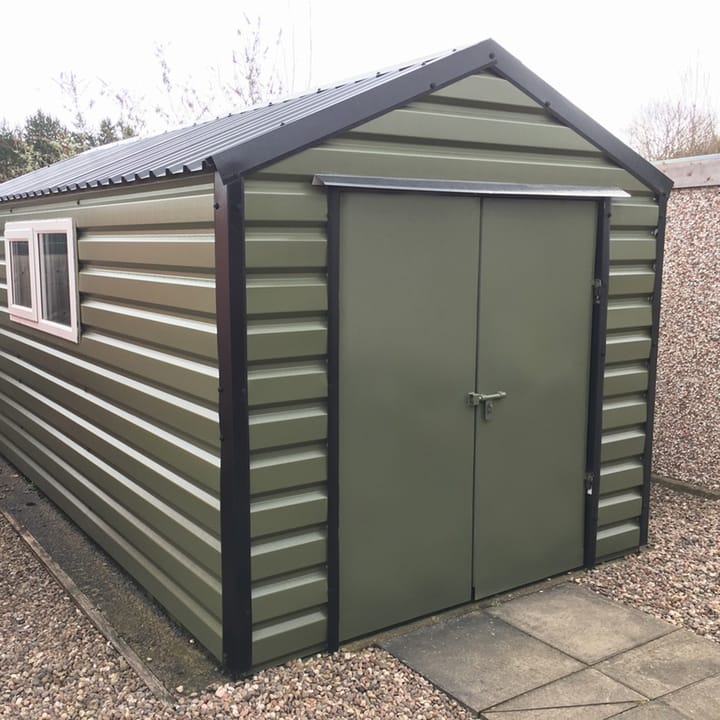 This Lifelong Apex is 8ft wide x 13ft long. The customer has decided to move the door and window to the side of the shed, an optional upgrade. 