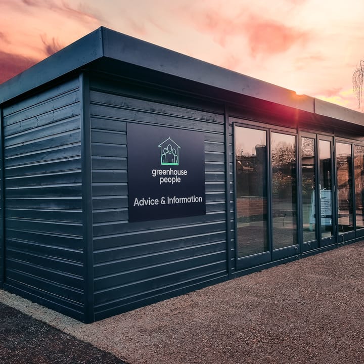 A picturesque sunset over our 22ft x10ft Studio Flat site office in Bedford.