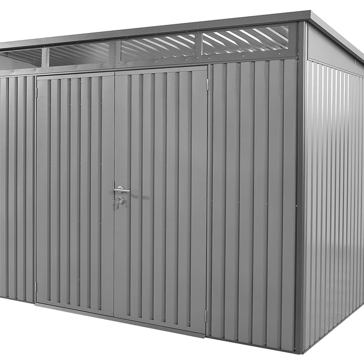 10 x 8 HEX Hixon shed in Anthracite Grey. The Hixon is also available in Sage Green.