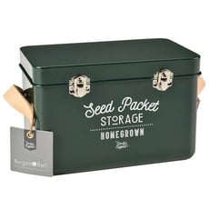 Leather Handled Seed Packet Storage Tin - Frog Green