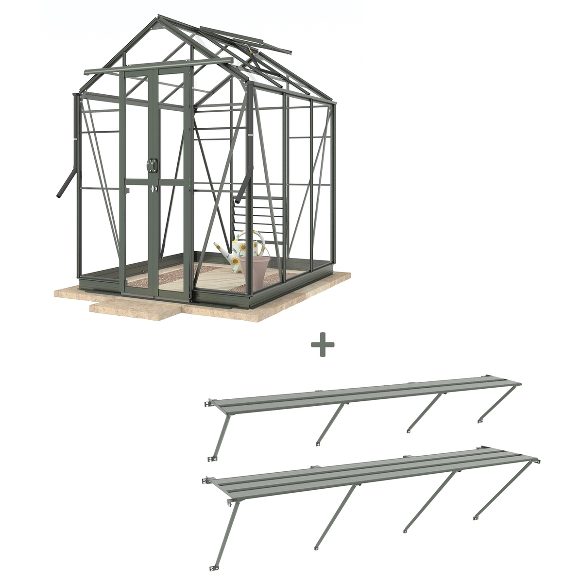 Hercules Gloucester 5x6 Ultimate Package in Old Cottage Green | The  Greenhouse People