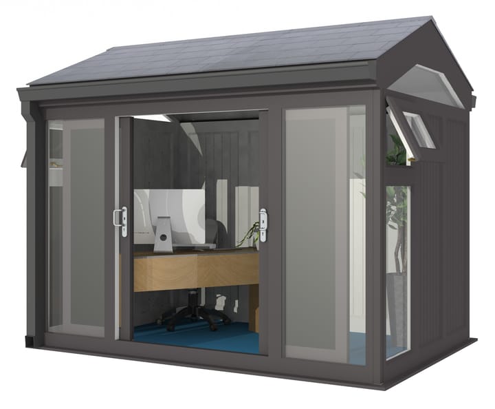 Nordic Greenwich Pavilion 3m x 2.1m Black.

The Greenwich Pavilion features a side opening vent in each end of the building, a fully glazed front, transom windows in each end and a slate effect tiled roof.
 