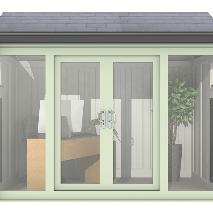 Nordic Greenwich Pavilion 3m x 2.1m Chartwell Green.

The Greenwich Pavilion features a side opening vent in each end of the building, a fully glazed front, transom windows in each end and a slate effect tiled roof.