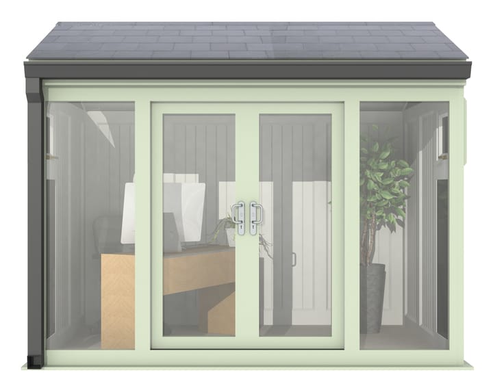 Nordic Greenwich Pavilion 3m x 2.1m Chartwell Green.

The Greenwich Pavilion features a side opening vent in each end of the building, a fully glazed front, transom windows in each end and a slate effect tiled roof.