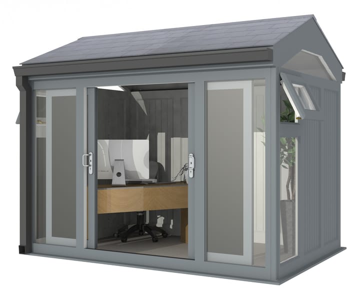 Nordic Greenwich Pavilion 3m x 2.1m Grey.

The Greenwich Pavilion features a side opening vent in each end of the building, a fully glazed front, transom windows in each end and a slate effect tiled roof.