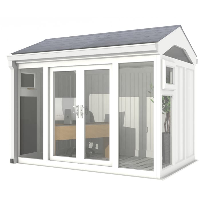 Nordic Greenwich Pavilion 3m x 2.1m White.

The Greenwich Pavilion features a side opening vent in each end of the building, a fully glazed front, transom windows in each end and a slate effect tiled roof.