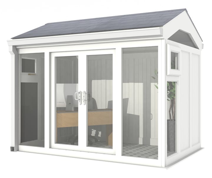 Nordic Greenwich Pavilion 3m x 2.1m White.

The Greenwich Pavilion features a side opening vent in each end of the building, a fully glazed front, transom windows in each end and a slate effect tiled roof.