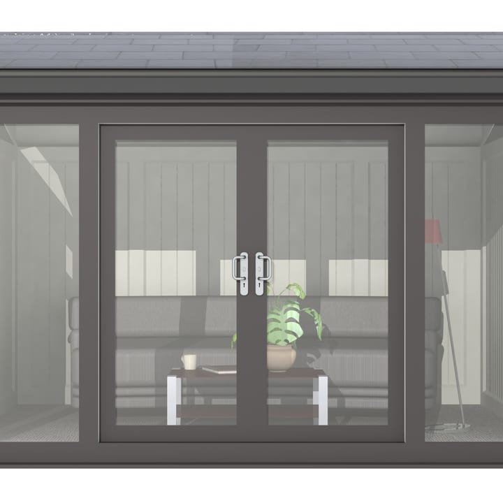 Nordic Greenwich Pavilion 3.6m x 3m Black.

The Greenwich Pavilion features a side opening vent in each end of the building, a fully glazed front, transom windows in each end and a slate effect tiled roof.
 
