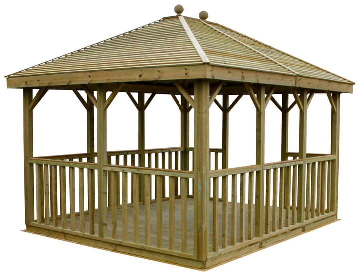 This 12ft x 10ft Hanbury open summerhouse, has  the hipped roof option. One other point to note with this Hanbury, is that the entrance has been positioned on the side (10ft depth), rather than the front (12ft width).