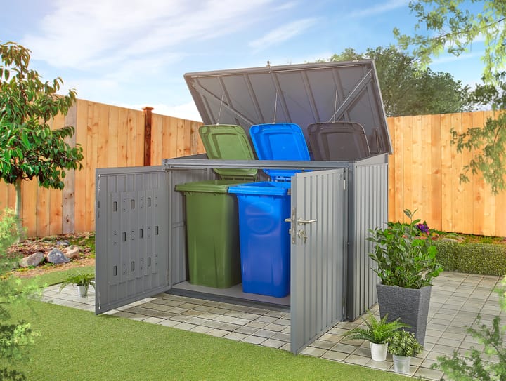 The Bromley storage shed is available in two colours; Sage Green and as pictured - Anthracite. As you can see here, the Bromley is ideal for storage of your wheelie bins.