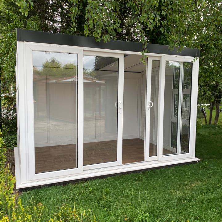 Nordic Manhattan Pent 3.6m x 2.4m in Black.
If you want uninterrupted views of your garden, then the Manhattan Pent may well be the ideal garden room for you. The fully glazed front of the building allows plenty of natural light without obscuring the view.