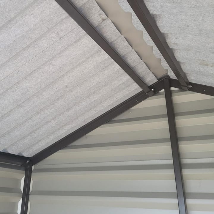The roof cladding is treated with an anti-condensation membrane to prevent dripping in cold conditions.