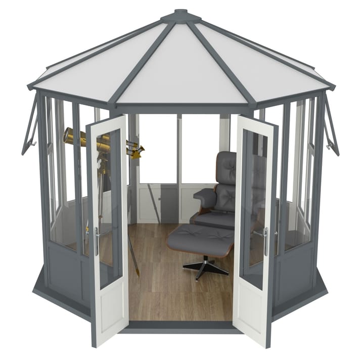 If you want uninterrupted views of your garden, then the Sylt may well be the ideal summerhouse for you. Double glazed windows are wrapped around the building, allowing for plenty of natural light to flood in.