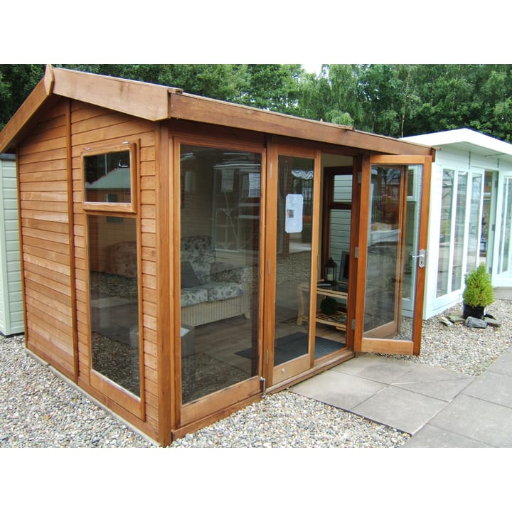 10ft x 8ft Studio Pavilion in Cedar cladding. All cedar cladded buildings include a 10-year guarantee against rot and decay.