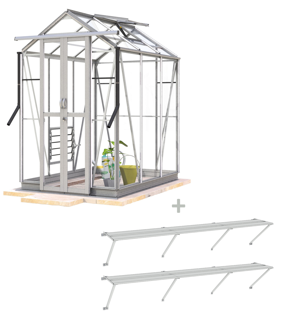 Hercules York 4x6 Ultimate Package in Plain Aluminium | The Greenhouse  People