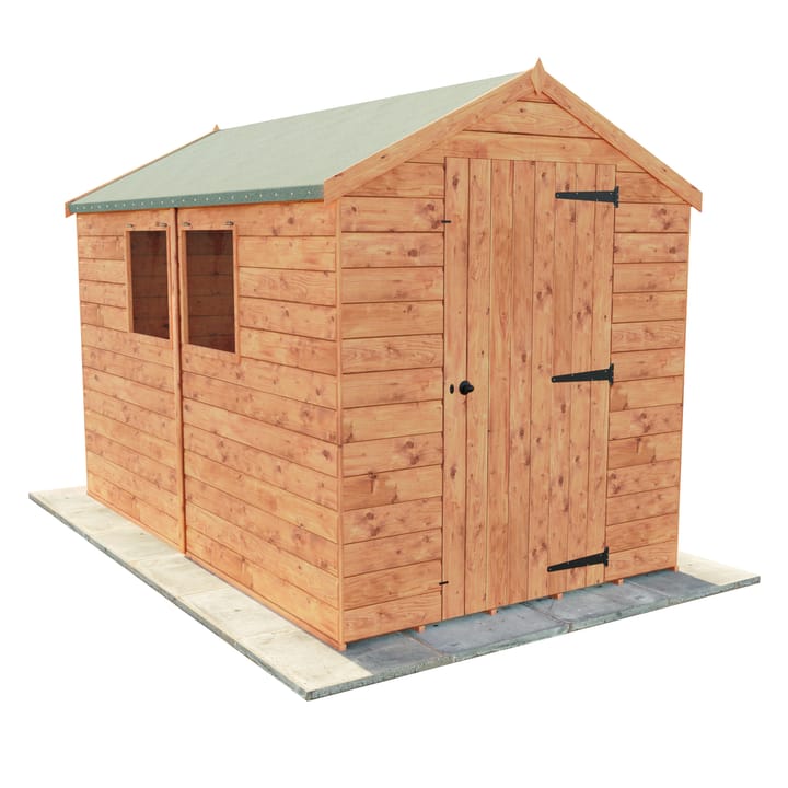 This 6ft x 10ft Bewdley Apex is constructed in Redwood .