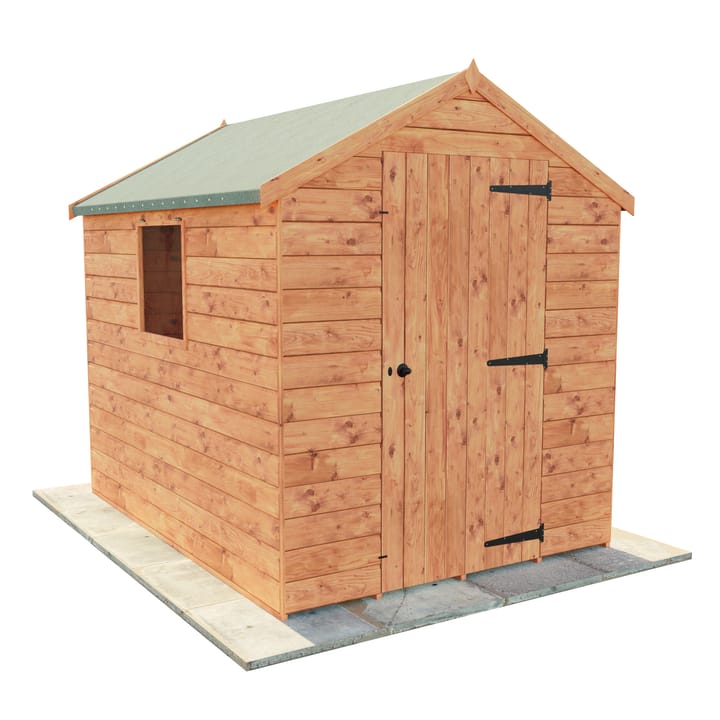 This 6ft x 8ft Bewdley Apex is constructed in Redwood.