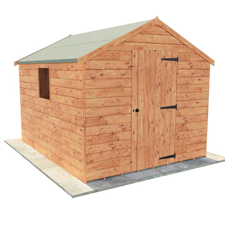 This 8ft x 10ft Bewdley Apex is constructed in Redwood.