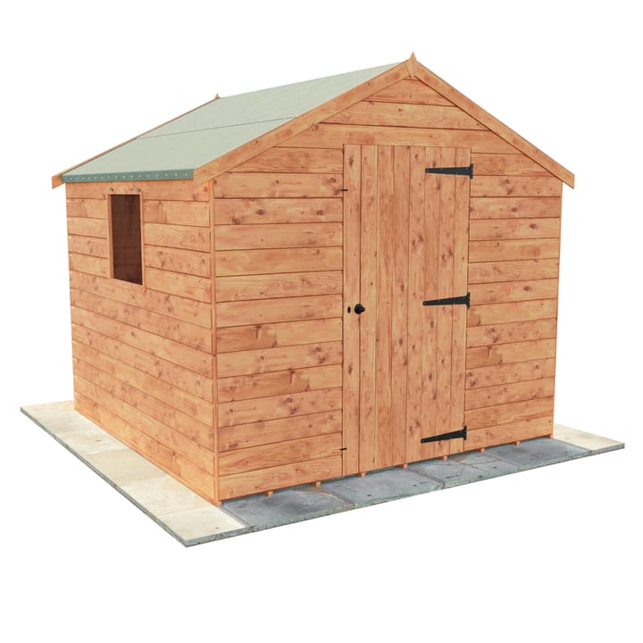 This 8ft x 8ft Bewdley Apex is constructed in Redwood.