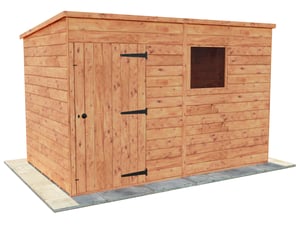 10ft x 6ft Bewdley Pent shed in Redwood