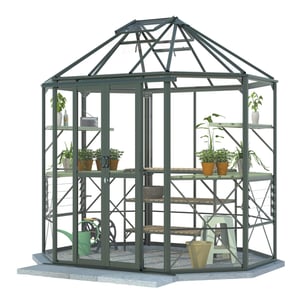 Hercules Octagonal Greenhouses 7ft 10in x 6ft in Old Cottage Green