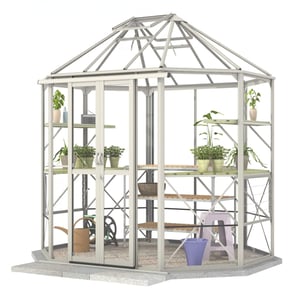 Hercules Octagonal Greenhouses 7ft 10in x 6ft in Pastel Sage